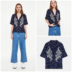 ZARA embroidered top size L